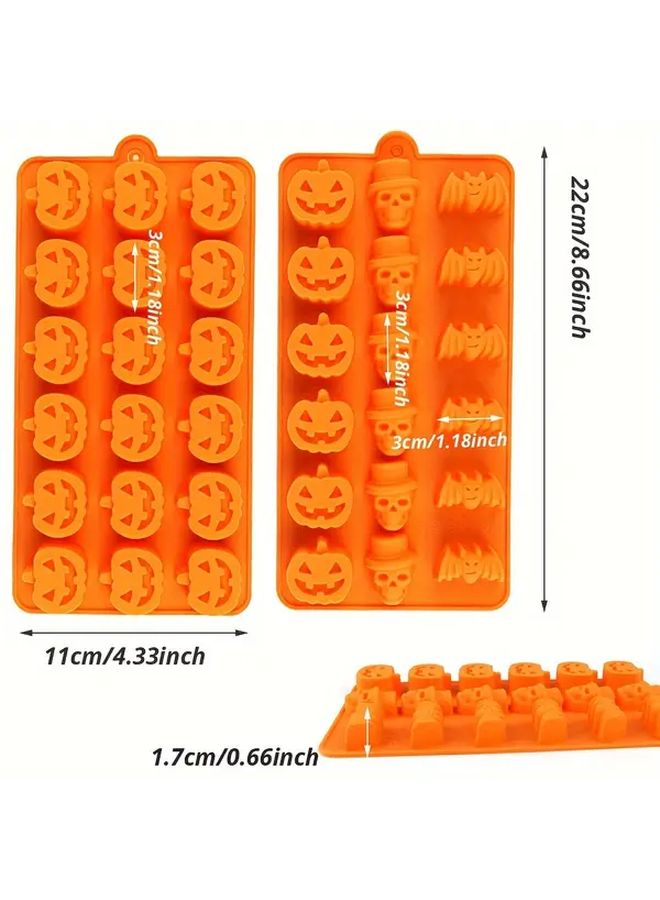 Orange Halloween Pumpkin Skull Silicone Mold Set BPA Free Food Grade for Chocolate Candy Baking Crafts - Image 3